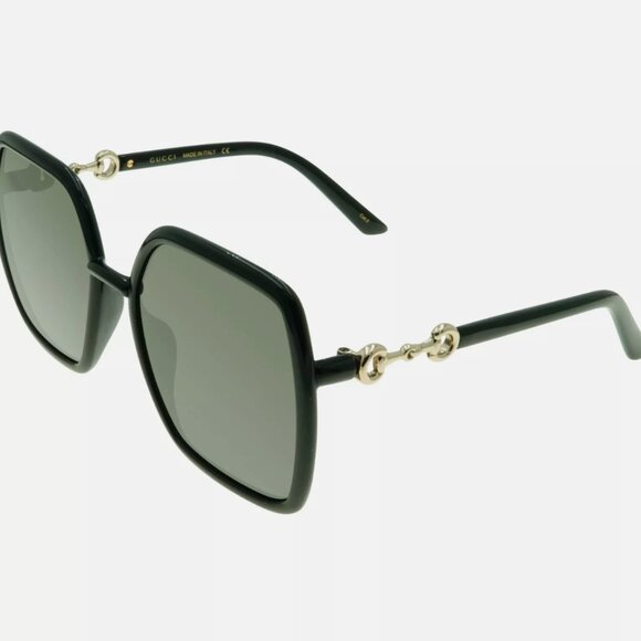 Gucci Women\'s Black Gold Sunglasses Square NEW main image 4
